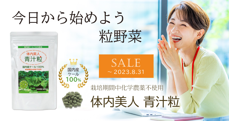 今日から始めよう粒野菜 国内産ケール100％ 栽培期間中化学農薬不使用「体内美人 青汁粒」2023.08.31まで期間限定特価